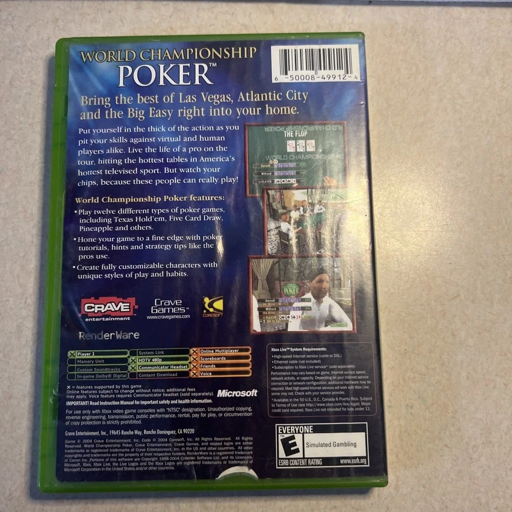 World Championship Poker (Microsoft Xbox,‎ 2004) Complete